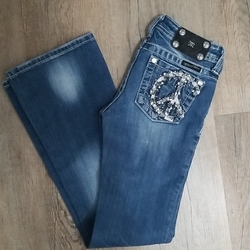 Miss Me Peace Sign jeans Girls size 10